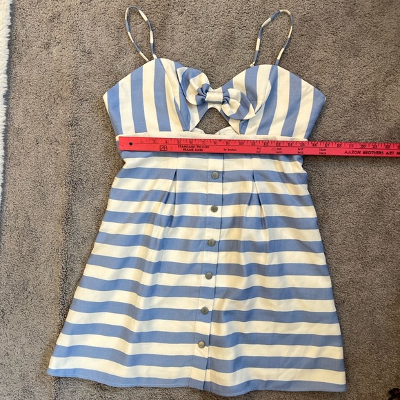 SOLD Lovers + Friends Ocean Waves blue white striped dress with bow tie front - Picture 6 of 9